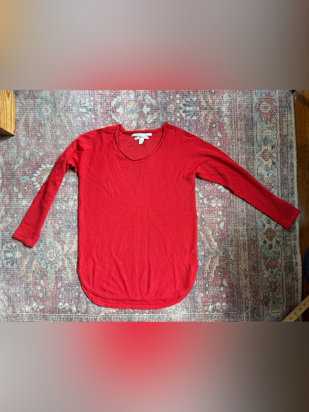 Max Studio 100% Extra Fine Merino wool Women's Medium Red Long Sleeve